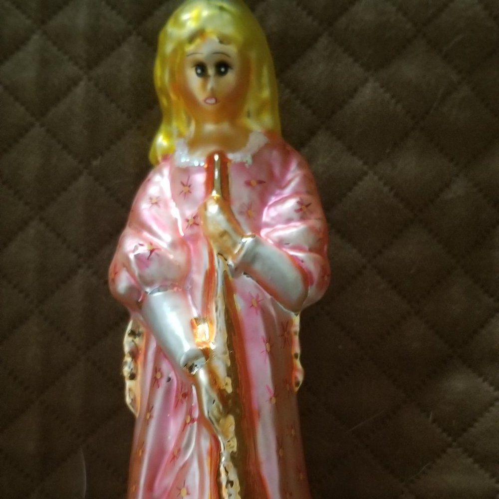 RARE VINTAGE CHRISTOPHER RADKO PINK ANGEL HORN HEAVENLY CHOIR CHRISTMAS ORNAMENT